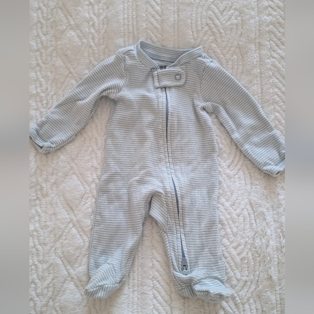 Newborn Baby Carter's Soft Blue Striped Footie